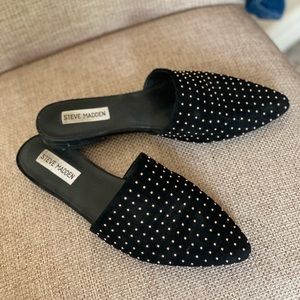 Steve Madden Gold Studded Black Suede Mules